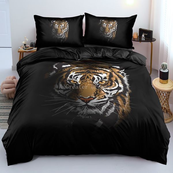 Ensembles de literie Tiger Housse de couette Boy's Quilt Animal 3d Set Vivid Avec Taie d'oreiller Textiles de maison de luxe pour adultes King Size 230801