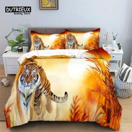Conjuntos de ropa de cama Conjunto de cubierta de edredón de tigre Tamaño de reina Animal africano Tropical Wild Leopard Comforter para niños Adultos Decoración