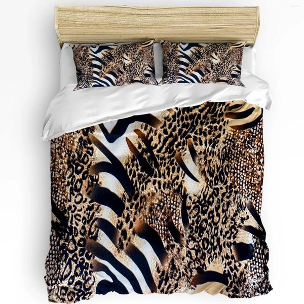 Conjuntos de ropa de cama Conjunto de textura de piel de tigre 3 unids Niños Niñas Funda nórdica Funda de almohada Niños Edredón para adultos Cama doble Textiles para el hogar