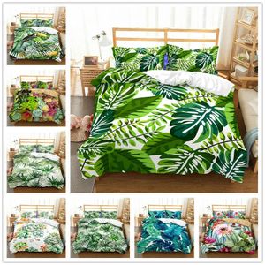 Ensembles de literie housses de couette tropicales Queen Size forêt tropicale ensemble de couverture de luxe plante verte feuille de palmier couette King Twin 231017