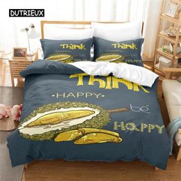 Ensembles de literie Fruit Tropical Durian Couvrette Microfibre Set 3D Print Couche avec des taies d'oreiller King pour Teen Adult Bedroom Decor