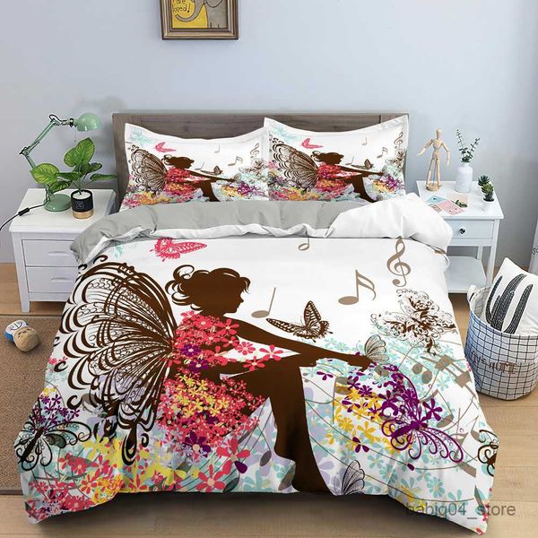 Juegos de ropa de cama Hojas tropicales Funda nórdica de mariposa Hojas Patrón cálido Fundas de edredón estampadas con estuche Juegos de cama 2/3 piezas R230901