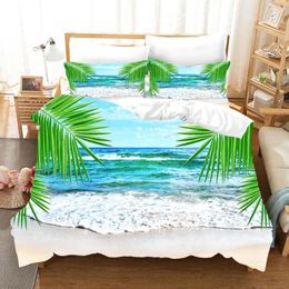 Ensemble de literie Tropical Plant Tapestry Palm Tree Sunset Match Couper Cobine Couvre-oreiller décoration Polyester étoile de mer