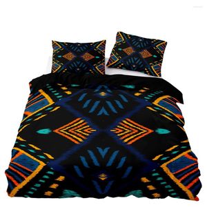 Conjuntos de ropa de cama Conjunto de cubierta de edificio de estilo tropical Tamaño doble con funda de almohada para geometría de naranja impresa Textiles para el hogar