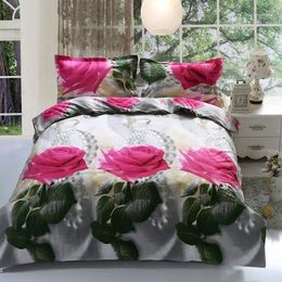 Beddengoed sets unihome-ropa de cama 3d tamao doble juego algodn y edredn con ddeo flores reina