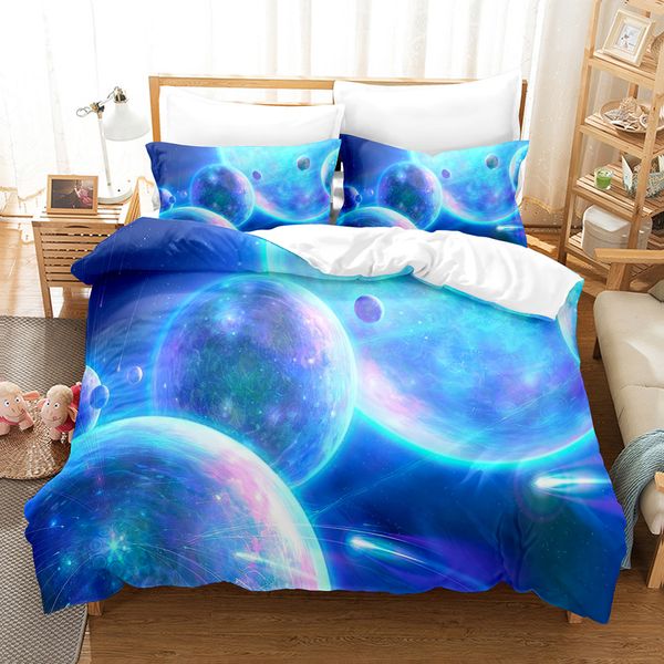 Ensembles de literie Univers Planète Housse de couette Garçons Twin 3D Galaxy Ensemble Enfants Chambre Décor Literie Microfibre Cosmos Nébuleuse Linge de Lit 230921