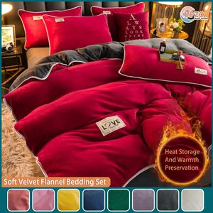 Ensembles de literie UPzo velours flanelle ensemble peluche couleur unie housse de couette moelleux réversible chaud pour l'hiver 3 pièces sans feuille 231009