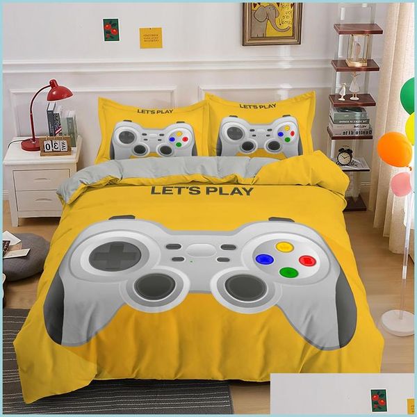 Ensembles de literie Jeu vidéo Ensembles de lit pour garçons Gamer Couette Gaming Thème Chambre Décor Literie Home Textile Drop Delivery Garden Dhim8