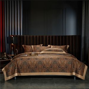 Ensembles de literie Vintage marron chocolat Boho housse de couette ensemble reine roi 4 pièces luxe 1000TC coton égyptien doux drap de lit taies d'oreiller 221129