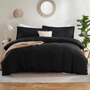 Ensembles de literie ensemble de housse de couette en coton lavé noir pour El chambre brossé couette taie d'oreiller drap plat mode linge de lit