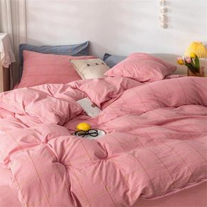 Ensembles de literie Ensemble de coton lavé à l'eau pour garçons filles chambre housse de couette taie d'oreiller couvre-lit quatre pièces draps de lit