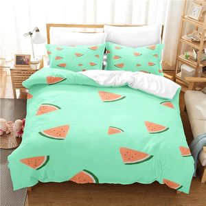 Beddengoed sets watermeloen ingesteld voor slaapkamer zachte sprei bed thuis comfortabele dekbedoverdekte kwaliteit dekbed en kussensloop