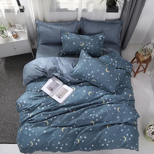 Conjuntos de ropa de cama WENSD Stars Moon Set Edredón Lino Bolsa suave 34 piezas Funda nórdica Conjuntos Edredón Cama Sábana plana Funda de almohada 231009