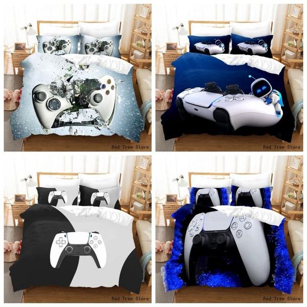 Conjuntos de ropa de cama Gamepad blanco Impresión 3D Juego de funda nórdica para niños Sin sábana Ropa de cama Juego de cama de tamaño doble individual Textiles para el hogar