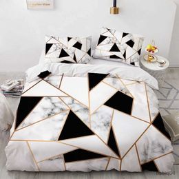 Juegos de ropa de cama Juego de cama con patrón de mármol de oro blanco Juegos de fundas nórdicas 3d modernos Edredón Ropa de cama Twin Queen King Tamaño individual Moda de lujo