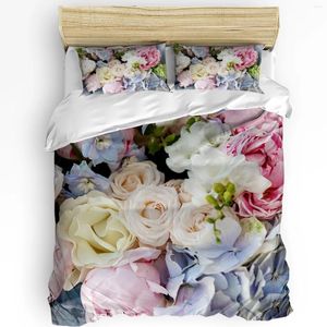 Ensembles de literie Blanc Rose Fleur Cluster Ensemble 3pcs Garçons Filles Housse de couette Taie d'oreiller Enfants Adulte Couette Double Lit Textile À La Maison