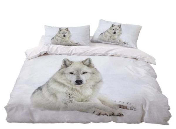 Conjuntos de ropa de cama Conjunto de lobo blanco Decoración de dormitorio Doona Funda de edredón Fondo de nieve Hipoalergénico 1 pieza Edredón con funda de almohada 9394348