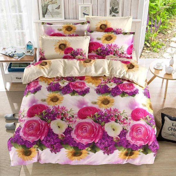 Juegos de cama al por mayor de lujo de alta calidad suave cómodo 3d Jacquard King Size regalo de boda 1 ropa de cama plana 2 funda de almohada edredón 15