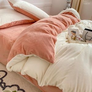 Ensembles de literie hiver housse de couette en peluche double face ensemble avec drap taie d'oreiller linge de lit textiles de maison de luxe 4 pièces taille queen