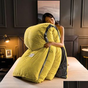 Beddengoedsets Winterdekbed Er Magic Fleece Quilt Bed Dekbed Streep Flanel Verdikking Warm Veng Y200417 Drop Delivery Home Garden Te Dhmsb