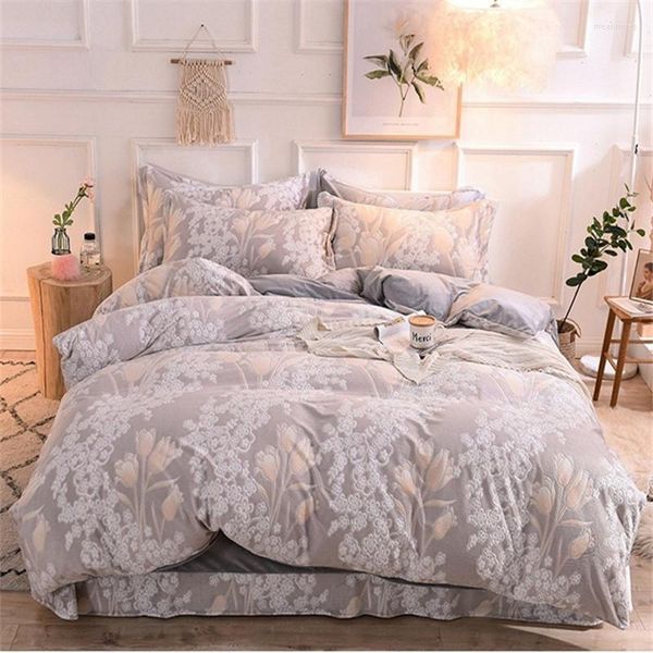 Ensembles de literie ensemble d'hiver luxe chaud 3D épaissir lait velours housse de couette drap de lit et taies d'oreiller couette Textile de maison