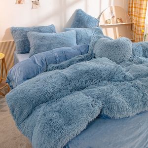 Beddengoed sets winterverdiking melkvezel vierstuk set winter koraal fleece fluweel laken quilt deksel flanel gemonteerd plaatbed 230214