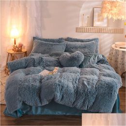 Conjuntos de ropa de cama Conjunto cálido de invierno Espesar King Queen Edredón Er Sábana Fundas de almohada Edredón de alta calidad Entrega de entrega Home Garden Textil Dhthg