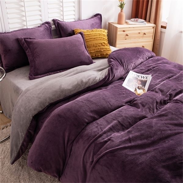 Sets de ropa de cama Invierno cálido tibio súper suave cubierta de décimo sólido edredón de franela gruesa duplicación de dobles 150x200cm 221116