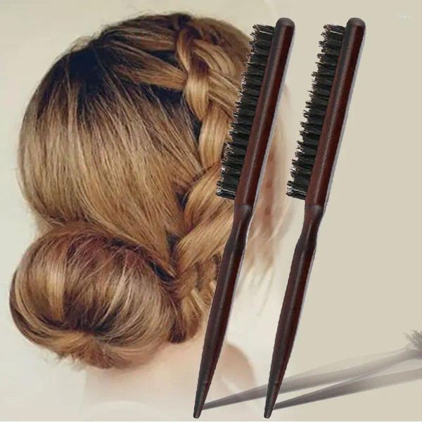 Ensemble de literie Handle de poignée en bois peigne pelucheux à trois lignes Bristle Bristle Hairdressing Back Teasing Brush Brush Salon Supply Style Tool