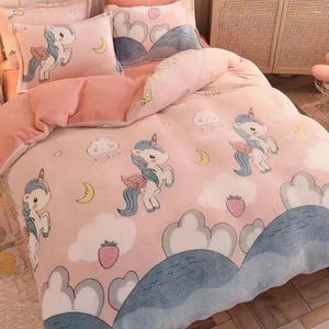 Ensembles de literie Wostar Cartoon Imprimé Velvet Duvet Cover Ensemble Super doux et confort