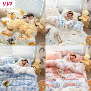 Juegos de ropa de cama YanYangTian Ropa de cama de encaje Juego de 4 piezas Sábana funda de edredón funda de almohada ropa de cama para la familia niños dormitorio sala de estar juego de cama 4 piezas 231114