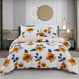 Juegos de cama de ropa de cama amarillo conjunto de la cubierta de nudúrgico floral flores