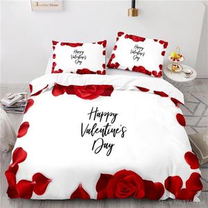 Beddengoed Sets Geel Rose Bloemen 3D Print Set Queen King Size Dekbedovertrek Zachte Dekbed Kussensloop Thuis Textiel Bedclothes252K