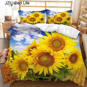 Ensembles de literie Ensemble de tournesol jaune pour chambre à coucher couvre-lit souple coquette de couvre-couverture de couverture de couverture et taie d'oreiller de qualité