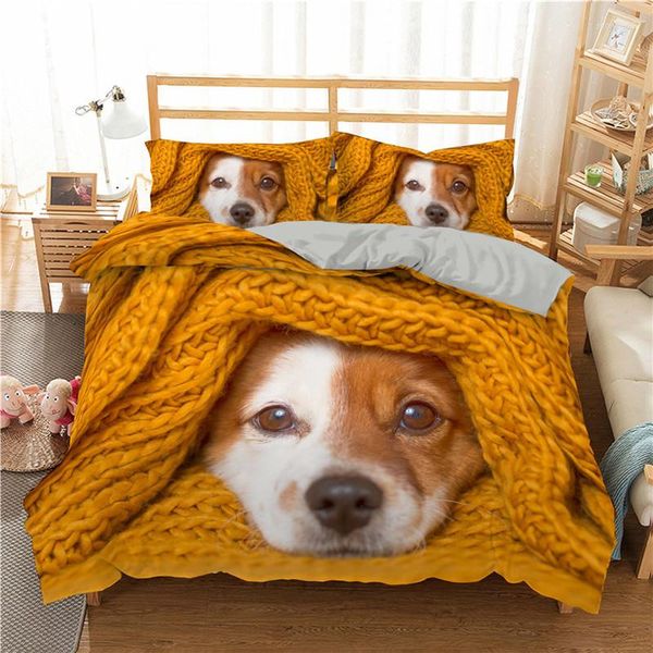 Conjuntos de ropa de cama Lana amarilla Pet Dog Dekbedovertrek Funda nórdica Dachshunds Edredón francés para adolescentes Juego de cama doble individual completo