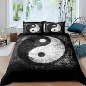 Ensembles de literie Yin Yang Housse de couette Ensemble Boho Trippy Art Twin Couette Gossip Traditionnel Ying Thème King Size Polyester Couette