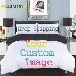 Beddengoed sets zeimon aangepaste 3D geprinte set polyester thuis textiel Twin queen size 23pcs dekbedovertreksets met grijze achterkant 230510