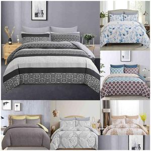 Beddengoedsets Zeimon Eenvoudig beddengoed Quilt Er Kussensloop 2/3-delig Boho Geometrische Set Enkel Dubbel Grijs Trooster/Dekbed Drop Deliv Dhkpx