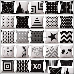Beddengoed levert textiel thuis tuin halloween kerst zwart wit kussensloop geometrie kussen ers katoen linnen er voor slaapbank Nordic