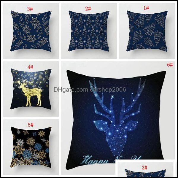 Fournitures de literie Textiles Maison Garden Party Décoration Canapé Coussin Santa Deer Elk Imprimer Er Noël Taie d'oreiller Ornement De Noël Dbc Drop D