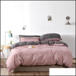 Suministros de ropa de cama Textiles Juegos de ropa de cama de jardín para el hogar Conjunto Color sólido King Size Entrega de gota personalizada 2021 Lci89