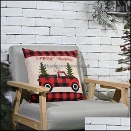 Beddengoed levert textiel home gardessenchristmas decoraties ers buffalo plaid sierkussen kussen kerstboom rode vrachtwagen kussen er Zze8942