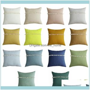 Fournitures de literie Textiles Maison Gardensolid Gland Frangé Flanne Oreiller Couleur Pure Ménage Canapé Oreillers Pour Se Pencher Sur Salon Déco