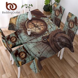 Ropa de camaOutlet Brújula Mantel Mapa del mundo Impresión 3D Mesa de cocina Paño rectangular Estilo retro Navegación Tabla Cubierta Dropship T200707