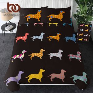 BeddingOutlet Tekkel Beddengoed Set Leuke Kleurrijke Puppy Dekbedovertrek Cartoon Bed Huisdier Huis Textiel Koningin 3 Stks Dropship 210615