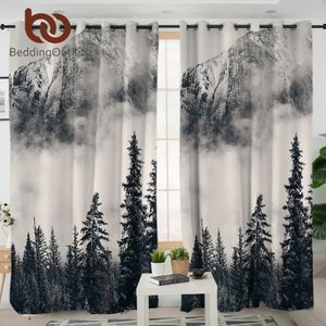 Beddingoutlet Forest Woonkamer Gordijnen Naaldbomen Boom Slaapkamer Gordijn Mistige Bergvenster Behandeling Drapes Home Decor LJ201224