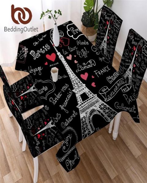 Beddingingoutlet France Paris Tower Matelada de mesa impermeable para mesa para mesa rectangular Cartas románticas Cubierta T20078903507