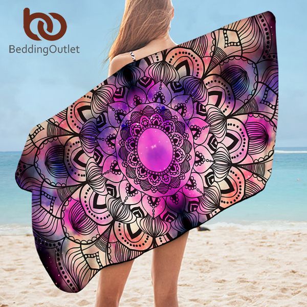 BeddingOutlet Mandala Serviette De Plage Aquarelle Serviette De Bain pour Adultes Violet Rouge Rose Serviette De Douche Bohemian Serviette Floral 201217