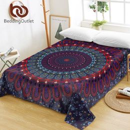 BeddingOutlet – draps de lit Mandala Queen, une pièce, violet, bleu, couvre-lit doux, tapisserie florale bohème, sabanas 2321U