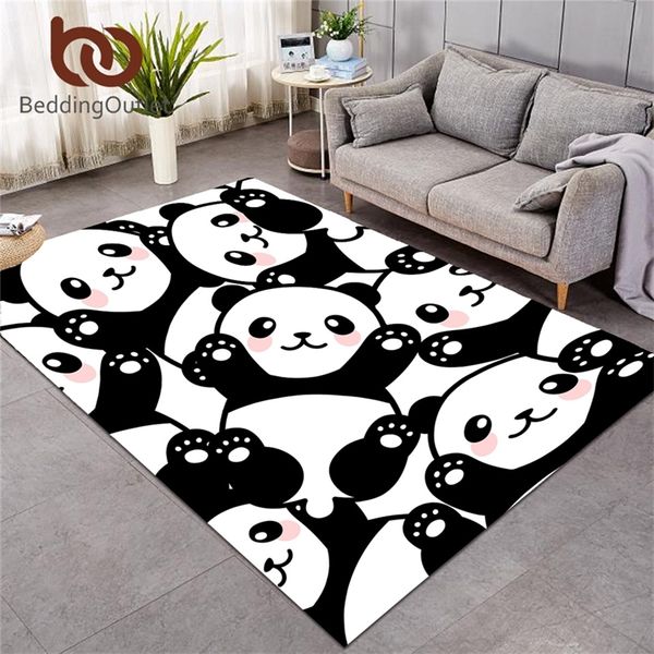 BeddingOutlet Panda alfombras decorativas para sala de estar dibujos animados Arco Iris piso alfombra Animal niños dormitorio alfombra 152x244 cm 201225